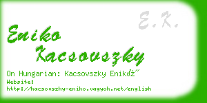 eniko kacsovszky business card